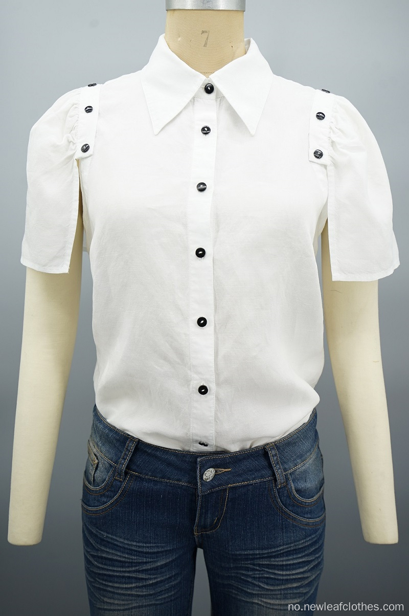 Nye design kvinner mote avtakbare ermer hvit skjorte
