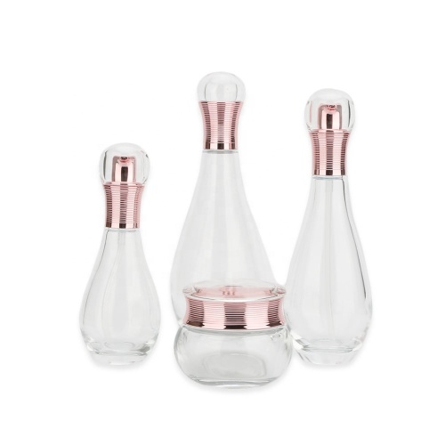 ボウリング形状ローズゴールド電気メッキガラス瓶/瓶
