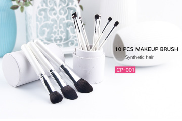 fluffy portable White travel makeup brushes kit