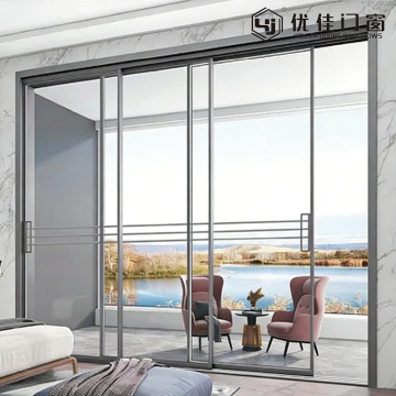 Porta deslizante de trilho triplo com estrutura fina