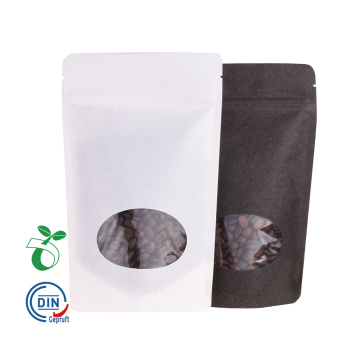 Bolso compostable biodegradable de papel negro con ventana transparente