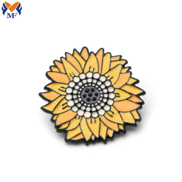 Pin girasol esmaltado metálico para mochila