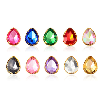 Wholesale Metal Claw Prong Setting Flatback Sparkly Tear Drop Sewing Buttons & Rhinestones