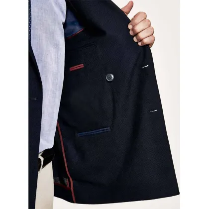 Royal Style Navy Cotton Double Breasted Blazer