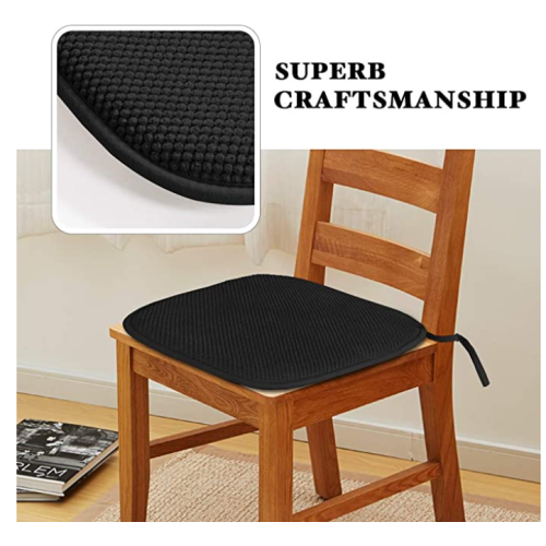 Comfort Memory Foam Chair Seat Cushion, Black
