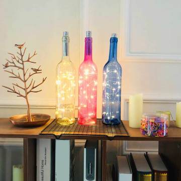 โคมไฟ LED โคมคอร์กรูปขวดไฟจุกกับแก้วไวน์สีสันสดใสไฟสตริง LED