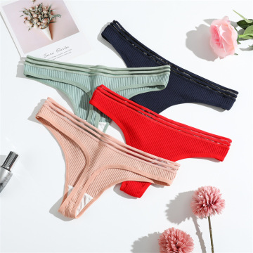 Baumwoll -Tanga -Höschen - sexy gerippte Farbe für Frauen Unterwäsche Dessous für Frauen