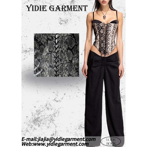 Snake Pattern Faux Leather Sexy Backless Corset