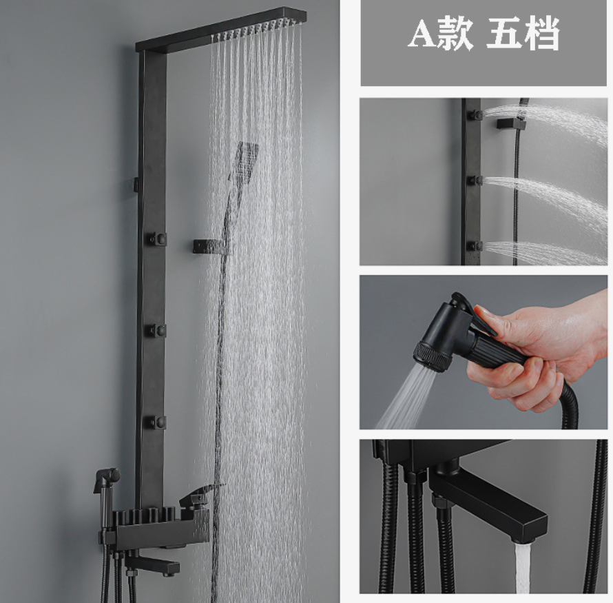 Luksusowa armatura sanitarna mosiądz czerniony 5-funkcyjny prysznic sanitarny Produkt łazienkowy natrysk mosiężny
