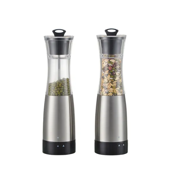Electric Gravity Sensor Pepper and Salt Mill - Black Pepper and Stainless Steel Design