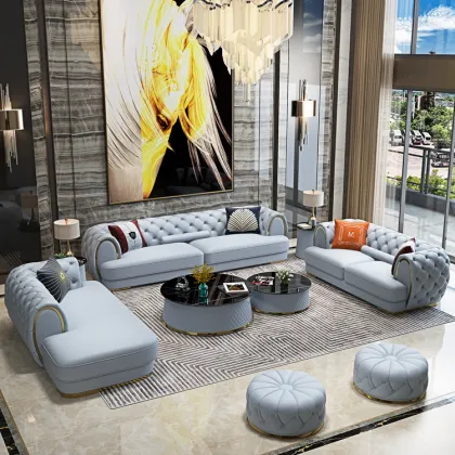Modern European High-End Leather Sofa - Comfortable Upholstery Furniture