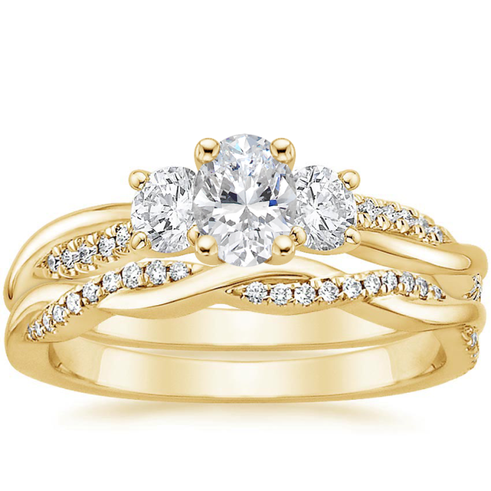 แหวนเกลียวหินสามก้อน 4.5Ct โรสโกลด์