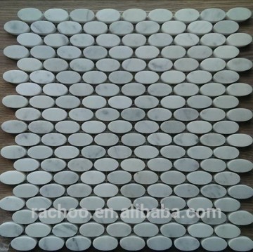 White Oval marble stone mosaic tile