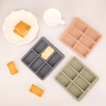 Silicone Financiers, Cake, and Bread Baking Mold: 6 Cavity Non-Stick Loaf Pan for Mini Bread