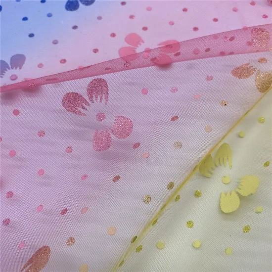 100% Polyester Digital Printed Colorful Color Tulle Fabric