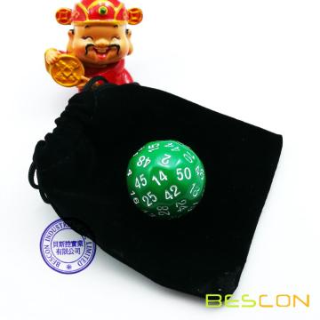 Dados poliédricos de bescon dados de juego de 50 lados, d50 die, dados d50, dados de 50 lados, cubo de 50 lados de color verde