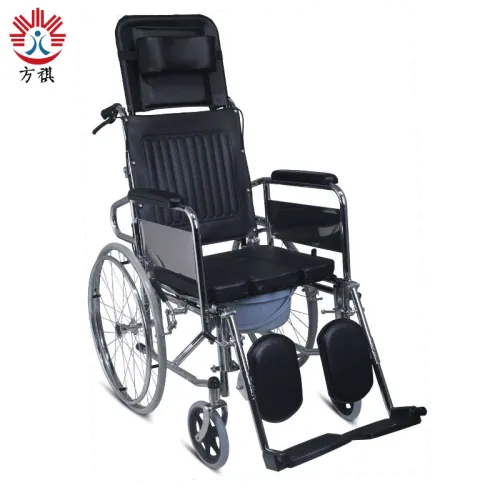 Reclining Wheelchair Commode Chair Over Toilet With Wheels, High