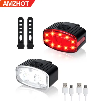 Bicycle Front and Rear LED Lights, IPX4 Waterproof Night Riding Safety Lights