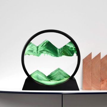 2022 Trends: 7 Inch Black Rimmed Green Quicksand 3D Natural Landscape Hourglass