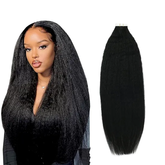 100% Unprocessed Easy Application for Black Women Kinky Straight Tape in Hair Extensions Tape in Kinky Straight Hair Extensions