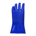 Blue PVC gloves with impregnated sandy Finish 27CM