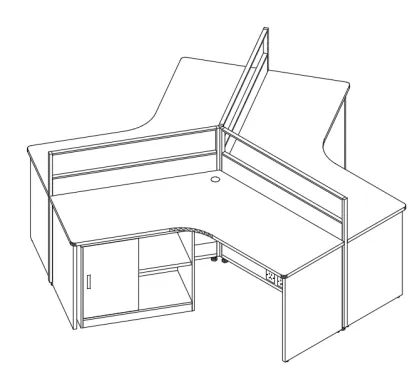 Modern 3-Person Triangle Office Cubicle Workstation Desk
