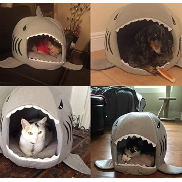 Washable Shark Pet House Cave Bed