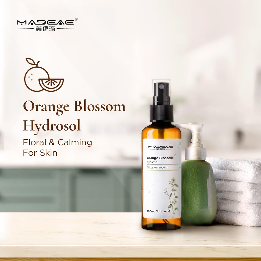 Maji ya Orange Blossom 100% Steam safi ya maua ya Neroli Hydrosol Utakaso wa Usoni Ufufuaji