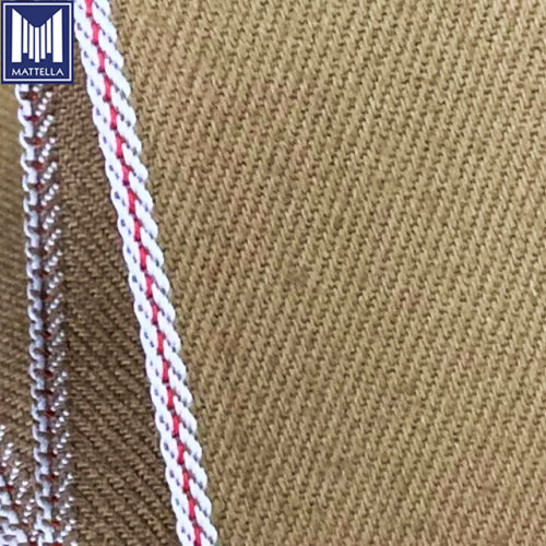 11oz Khaki Vintage Raw Selvedge Chino Denim Fabric