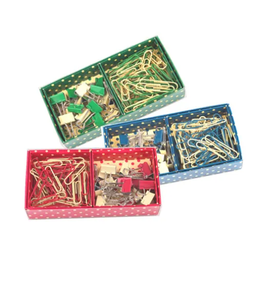 Clip set-binder clips and paper clips