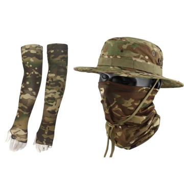 Three-Piece Unisex Outdoor Fishing Set: Sun Hat, Ice Silk Headscarf, and Ice Sleeves for Sun Protection