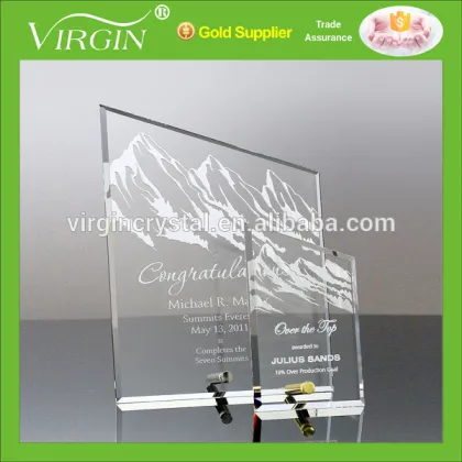 New pinnacle crystal glass award plaque for adventure prize