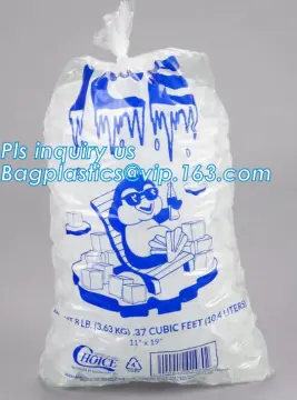Commercial Ice Bags, Poly Ice Bags, Metallocene Bags, Plastic Twist Tie Ice Bags, Customized Retail Ice Packaging, Wicketted Bar