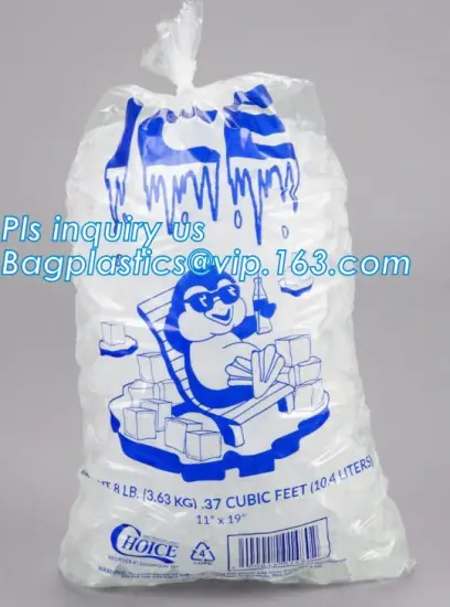 Commercial Ice Bags, Poly Ice Bags, Metallocene Bags, Plastic Twist Tie Ice Bags, Customized Retail Ice Packaging, Wicketted Bar