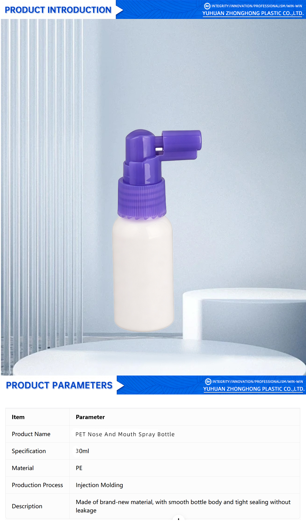 PET nose and mouth spray bottle X