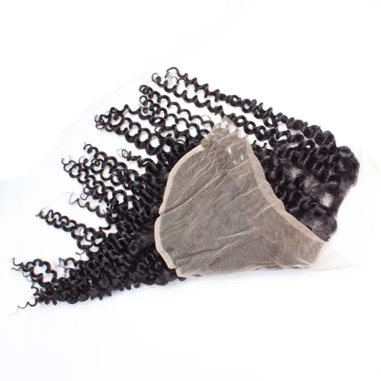 Swiss Lace Baby Hair Natural Hailline Ear to Ear 100% Raw Virgin Brazilian Human Hair Curly Lace Frontal Closure 13*4