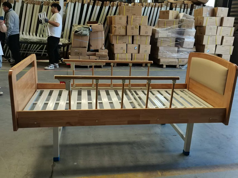 wooden hospital bed