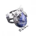 Assorted Sodalite Stone Rings Owl Shape Ring for Women Sodalite Heart Rings for Girl Women Wedding Adjustable ring