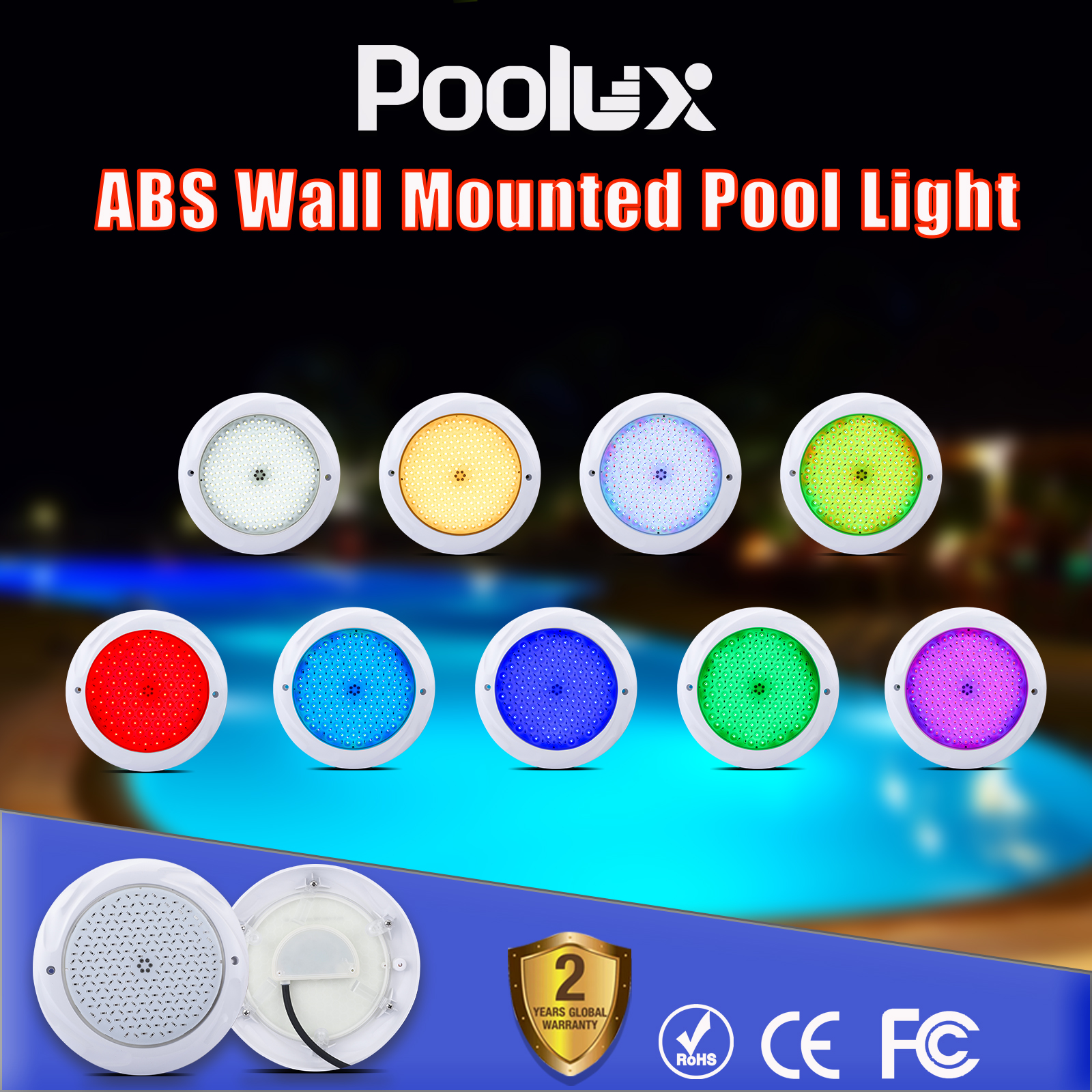 230mm submersible ip68 pc material rgb color led underwater swimming pool lights