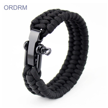 Braccialetto regolabile nero militare di Paracord