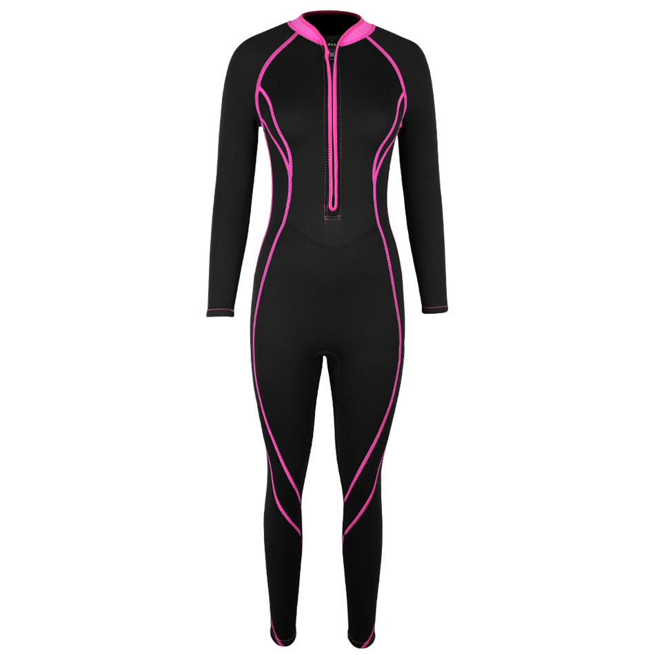 Ladies Ladies Pink Nylon Front Zip Fullsuit Wetsuits