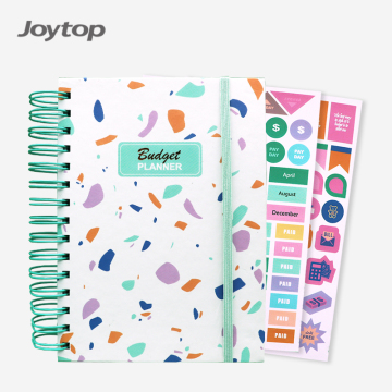 Joytop Wholesale Multicolor Shard Design A5 12 Months Budget Planner Spiral Journal Notebook With Sticker Agenda
