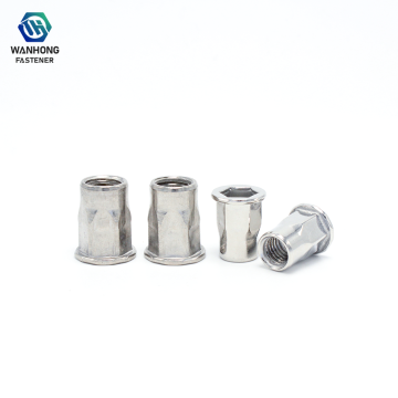 Écrous à rivets hexagonaux pré-intégrés à tête ronde plate