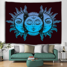 Sun and Moon Face Tapisserie Mandala Wandbehang Indian Hippie Bohemian Psychedelic Mystic Tapisserie für Wohnzimmer Schlafzimmer Home D