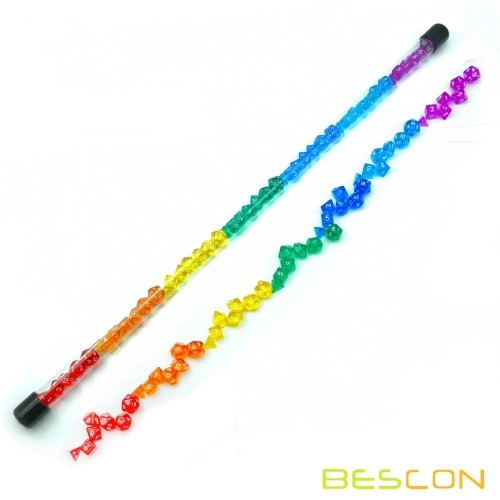 Bescon 28 Dés Polyédriques Translucides Mini – 4 Sets Complets D&D, Tube Rangeur, Dés Gemme Pour Jeux De Rôle, Dès 5 Ans