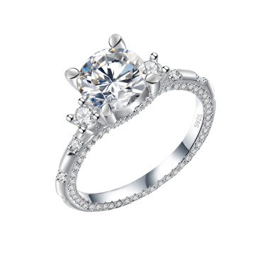 Rose Gold Plated S925 Silver Moissanite Wedding Rings with 2ct Round Cut VVS Red Diamond Simulants