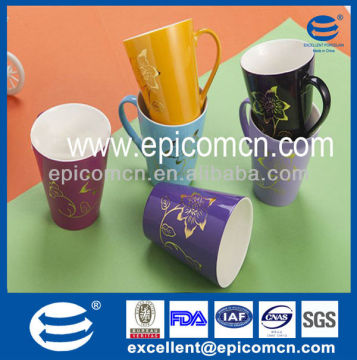 New developed 10oz v-shaped new bone china mug with bright enamel