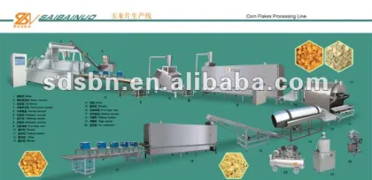 Sugar Coated Corn Flakes Making Extruder Machine Production Line