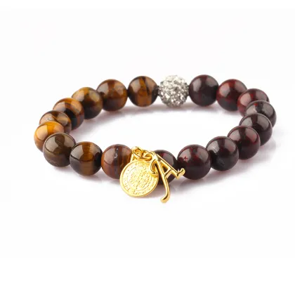 Antique Elastic Natural Stone Brown Tiger Eye Bracelet For Men