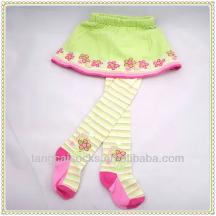 Cotton tight with skirt, jacquard kids pantyhose tight